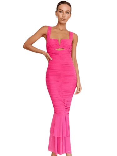 Hollow Out Backless Ruched Maxi Dress For Women -, Dresses , Drestiny , Ankle Length Dresses, Australia, Black, Blue, Canada, Deep Pink, FR, Green, L, Light Blue, M, Maxi Dresses, New Zealand, Pink, Red, S, Sleeveless, United Kingdom, United States , Drestiny , www.shopdrestiny.com